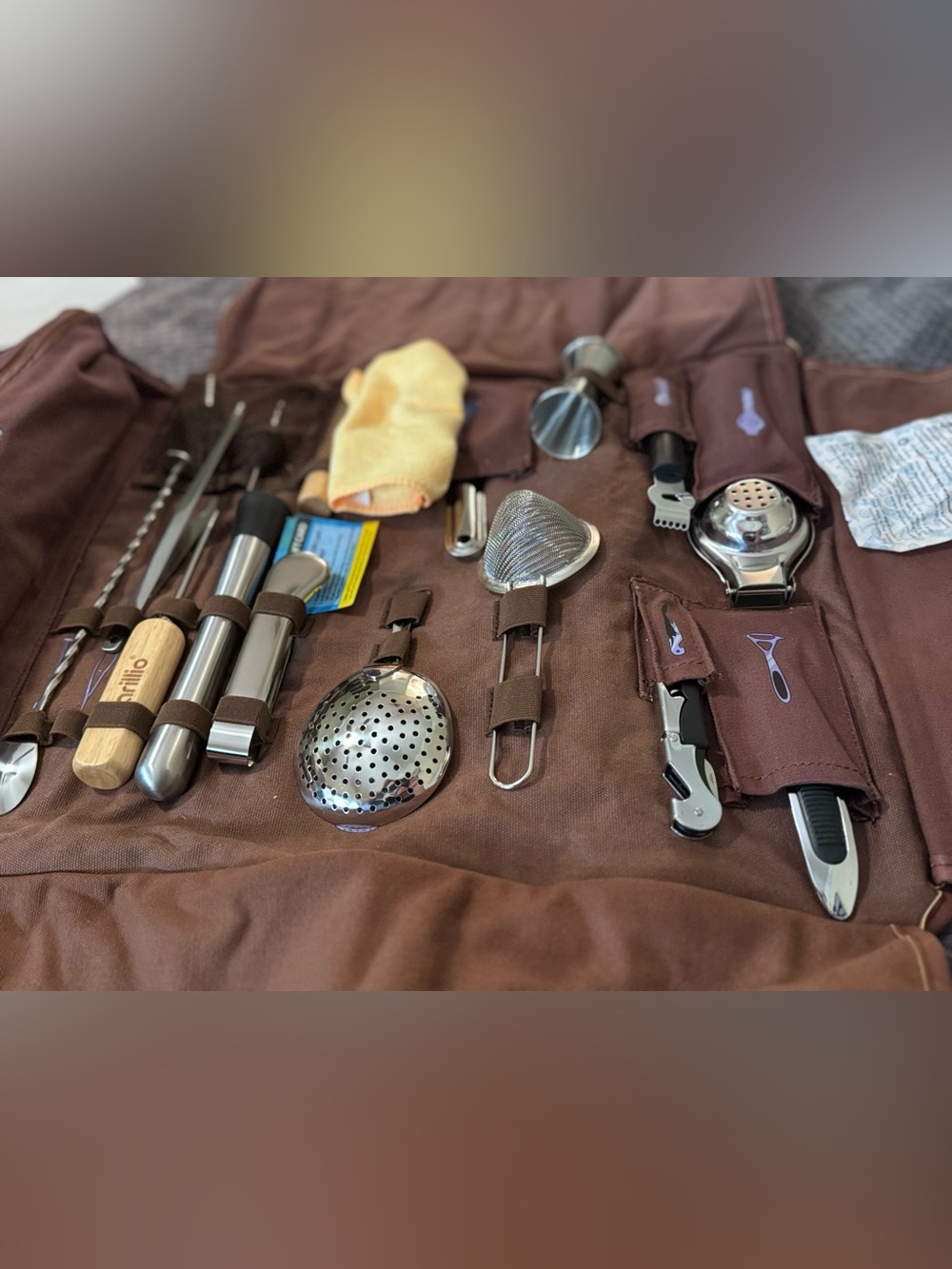Barillio 17 Piece Bartender Kit Waxed Canvas Bag - Picture 3 of 9